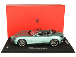 Ferrari Roma Spider Open Roof Tevere Green Metallic with DISPLAY CASE Limited Edition to 30 pieces Worldwide 1/18 Model Car BBR P18230F