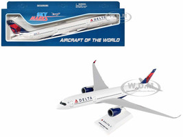 Airbus A350 Commercial Aircraft Delta Air Lines N501DN White with Red and Blue Tail Snap Fit 1/200 Plastic Model Skymarks SKR950