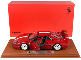 Ferrari F40 Red Metallic with Italian Flag Stripes with DISPLAY CASE Limited Edition to 78 pieces Worldwide 1/18 Diecast Model Car BBR Kyosho BBRKS006