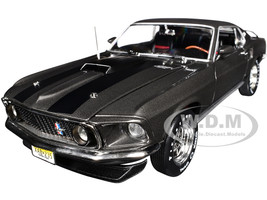 1969 Ford Mustang Dark Gray Metallic with Black Stripes John Wick 2014 Movie Silver Screen Machines Series 1/18 Diecast Model Car Auto World AWSS145