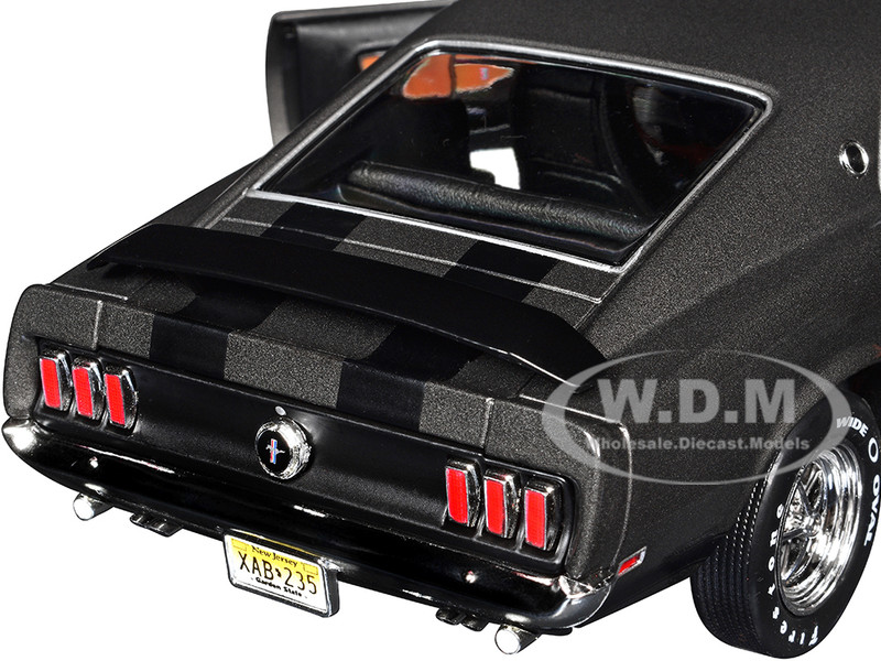 1969 Ford Mustang Dark Gray Metallic with Black Stripes 