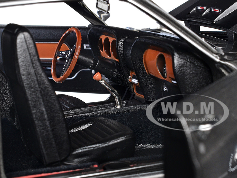 1969 Ford Mustang Dark Gray Metallic with Black Stripes 