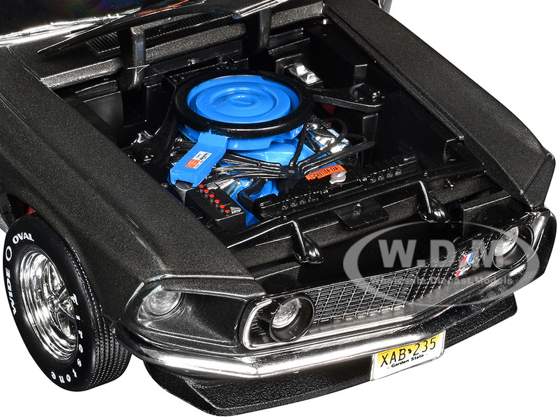 1969 Ford Mustang Dark Gray Metallic with Black Stripes 