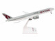 Boeing 777 9 Commercial Aircraft with Landing Gear Qatar Airways Gray with Tail Graphics Snap Fit 1/200 Plastic Model Skymarks SKR1014