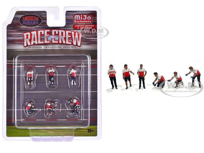 Race Crew 6 piece Diecast Figure Set 6 Figures Limited Edition to 3600 pieces Worldwide for 1/64 Scale Models American Diorama AD-2405MJ