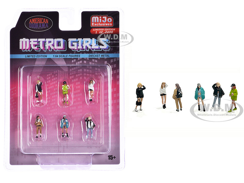 Metro Girls 6 piece Diecast Figure Set 6 Figures Limited Edition to 2400 pieces Worldwide for 1/64 Scale Models American Diorama AD-2408MJ