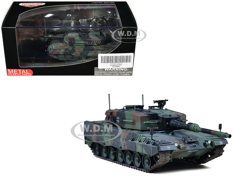 Leopard 2A4 Main Battle Tank with Snorkel NATO Camouflage German Army Armor Premium Series 1/72 Diecast Model Panzerkampf 12226PA