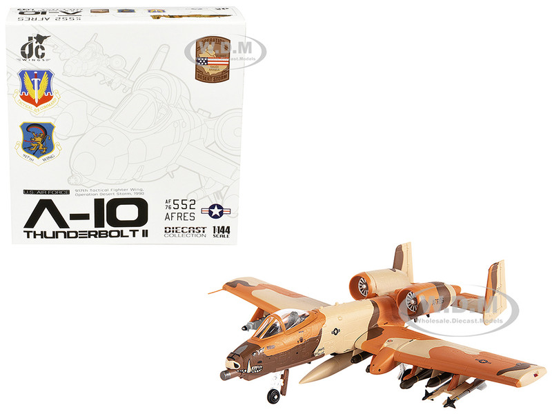 Fairchild Republic A 10C Thunderbolt II Attack Aircraft 917th Tactical Fighter Wing Operation Desert Storm 1990 United States Air Force 1/144 Diecast Model JC Wings JCW-144-A10-004