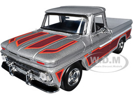 1966 Chevrolet C10 Fleetside Pickup Truck Silver Metallic with Brown Sides American Classics Series 1/24 Diecast Model Car Motormax 73355SIL