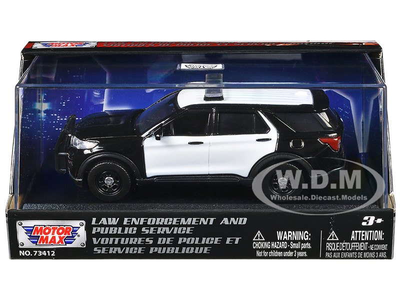 2022 Ford Police Interceptor Utility Black and White Unmarked Law Enforcement and Public Service Series 1/43 Diecast Model Car Motormax 79496BW
