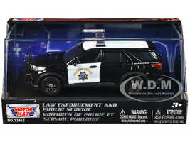 2022 Ford Police Interceptor Utility California Highway Patrol Black and White Law Enforcement and Public Service Series 1/43 Diecast Model Car Motormax 79497
