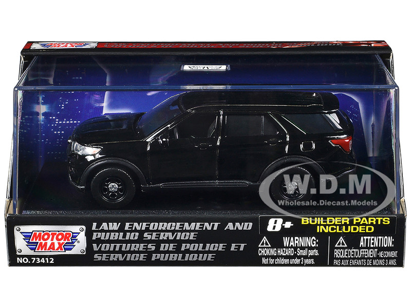 2022 Ford Police Interceptor Utility Black Unmarked Custom Builder s Kit Law Enforcement and Public Service Series 1/43 Diecast Model Car Motormax 79521BB-BK