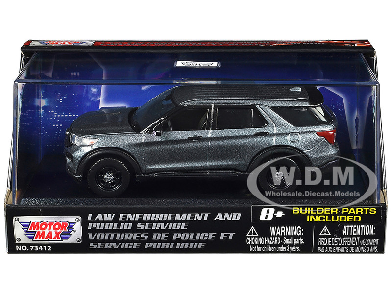 2022 Ford Police Interceptor Utility Gray Metallic Unmarked Custom Builder s Kit Law Enforcement and Public Service Series 1/43 Diecast Model Car Motormax 79521BB-GRY