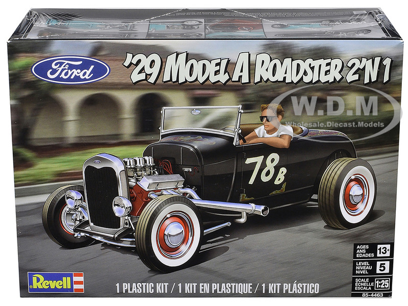 Level 5 Model Kit 1929 Ford Model A Roadster 2-in-1 Kit 1/25 Scale Model Revell 85-4463