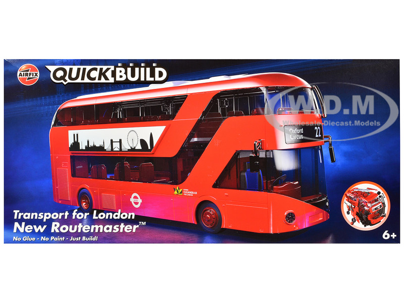 Skill 1 Model Kit Routemaster Double Decker Bus Transport for London Snap Together Plastic Model Kit Airfix Quickbuild J6050