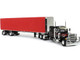 Peterbilt 379 with 63 Flat Top Sleeper and 53 Utility Roll Tarp Spread-Axle Trailer Black and Red 1/64 Diecast Model DCP/First Gear 60-1612