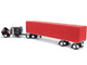 Peterbilt 379 with 63 Flat Top Sleeper and 53 Utility Roll Tarp Spread-Axle Trailer Black and Red 1/64 Diecast Model DCP/First Gear 60-1612
