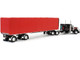 Peterbilt 379 with 63 Flat Top Sleeper and 53 Utility Roll Tarp Spread-Axle Trailer Black and Red 1/64 Diecast Model DCP/First Gear 60-1612