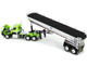 Kenworth W990 Day Cab and MAC Half Round Tandem Axle Dump Trailer Lime Green and Black 1/64 Diecast Model DCP/First Gear 60-1660