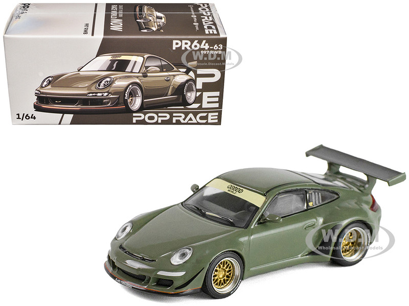 RWB 997 Rough World Dark Green 1/64 Diecast Model Car Pop Race PR640063