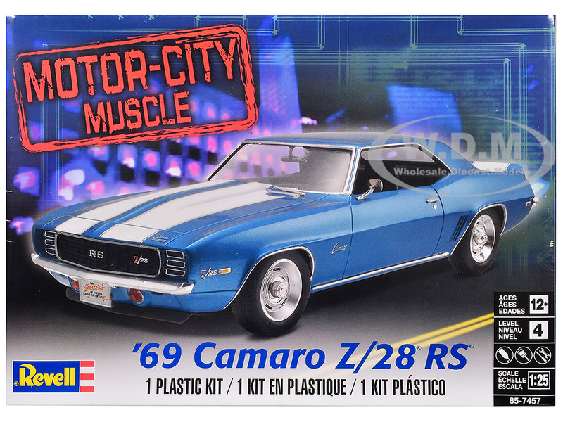 Level 4 Model Kit 1969 Chevrolet Camaro Z 28 RS Motor City Muscle 1/25 Scale Model Revell 85-7457