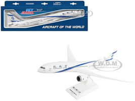 Boeing 787 9 Dreamliner Commercial Aircraft El Al Israel Airlines 4X EDA White with Blue Stripes Snap Fit 1/200 Plastic Model Skymarks SKR908