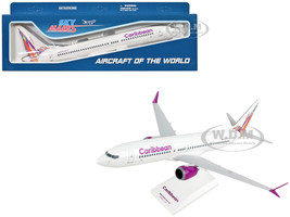 Boeing 737 MAX 8 Commercial Aircraft Caribbean Airlines White with Tail Graphics Snap Fit 1/130 Plastic Model Skymarks SKR1108
