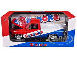 1973 Chevrolet Cheyenne 10 Pickup Truck Red and Blue with White Stripe Bazooka Bubble Gum Limited Edition to 6250 pieces Worldwide 1/24 Diecast Model Car M2 Machines 40300-119B