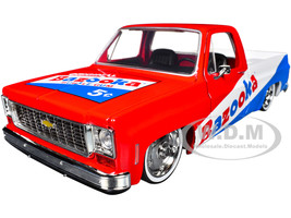 1973 Chevrolet Cheyenne 10 Pickup Truck Red and Blue with White Stripe Bazooka Bubble Gum Limited Edition to 6250 pieces Worldwide 1/24 Diecast Model Car M2 Machines 40300-119B