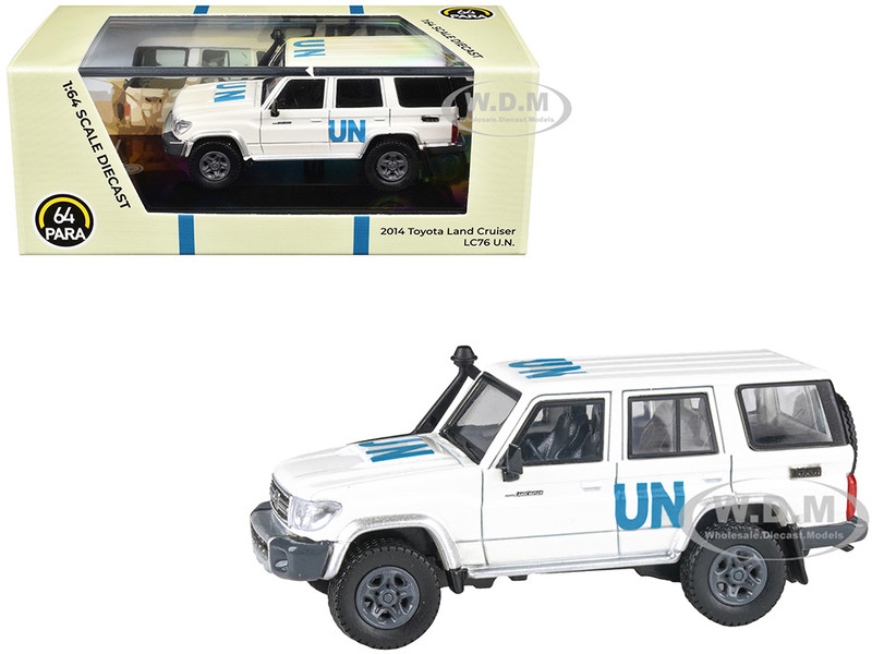 2014 Toyota Land Cruiser LC76 White United Nations 1/64 Diecast Model Car by Paragon Models PA-55319