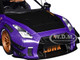 2022 Nissan Skyline GT R R35 Liberty Walk Body Kit 2 0 RHD Right Hand Drive Purple Metallic with Black Top and Carbon Hood Purplezilla 1/18 Diecast Model Car Solido S1805812