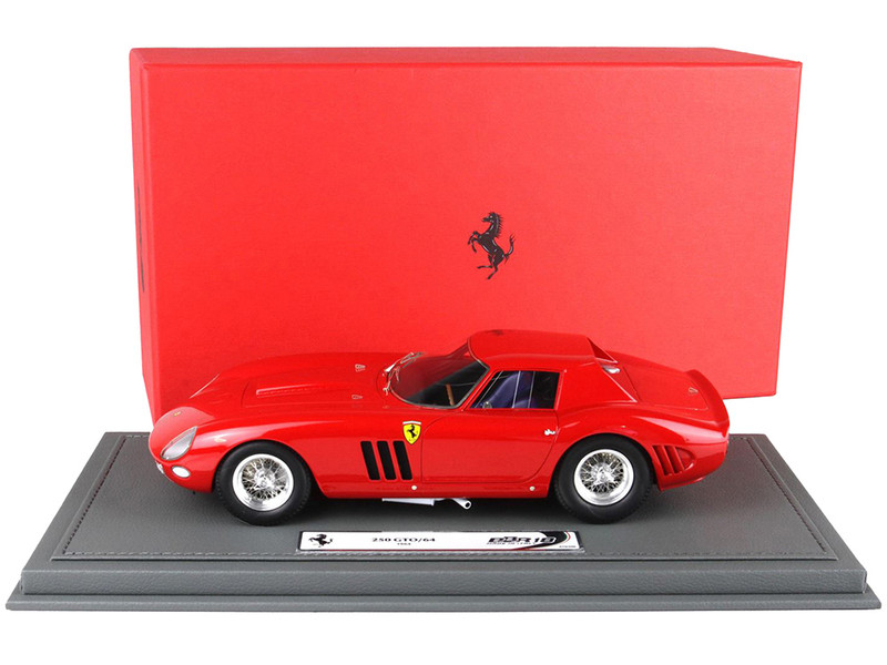 1964 Ferrari 250 GTO Red Street Version with DISPLAY CASE Limited Edition to 250 pieces Worldwide 1/18 Model Car BBR BBR1846E