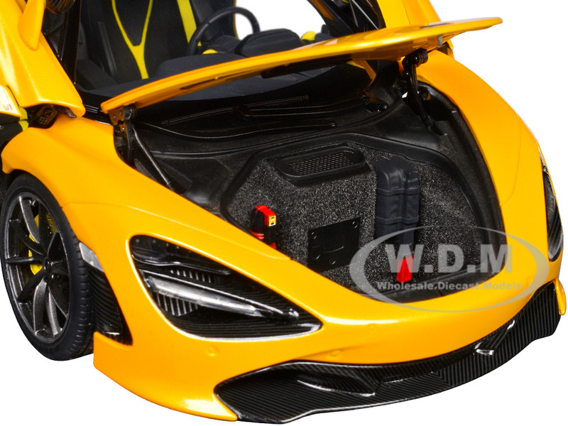 McLaren 720S Volcano Yellow with Black Top and Carbon Accents 1/18