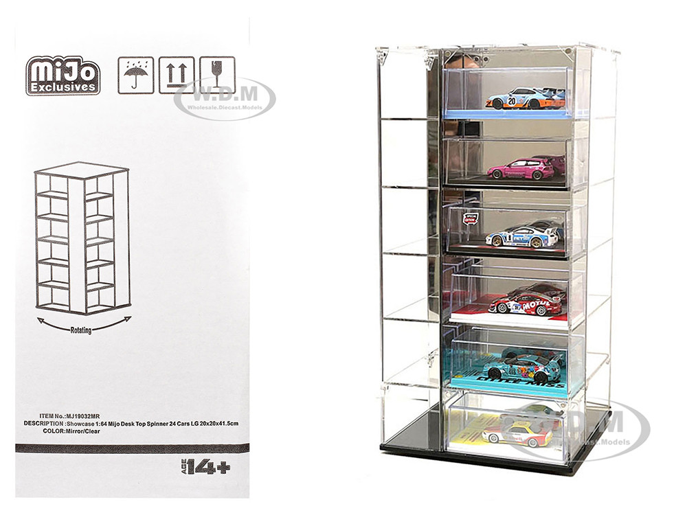 Showcase Large 24 Car Display Desktop Spinner with Mirror