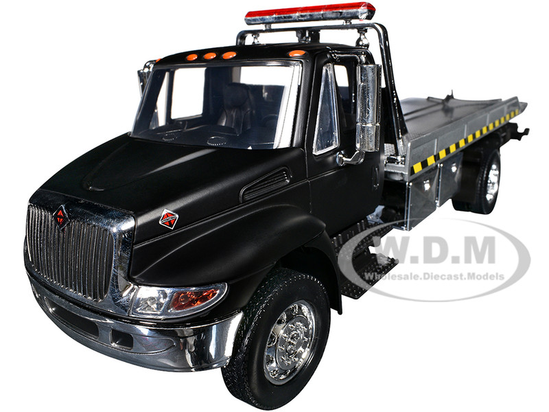 International DuraStar 4400 Flatbed Tow Truck Matt Black 1/24 Diecast Model Car Jada 35851