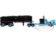 Peterbilt 379 with 60 Vintage Sleeper and MAC Coal End Dump Trailer Cyan Blue and Chrome 1/64 Diecast Model DCP/First Gear 60-1893