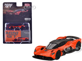 Aston Martin Valkyrie Maximum Orange with Carbon Top Limited Edition to 2640 pieces Worldwide 1/64 Diecast Model Car Mini GT MGT00678
