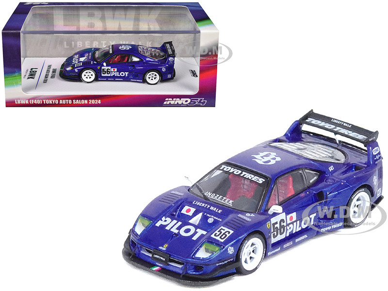 LBWK Liberty Walk F40 #56 Blue Tokyo Auto Salon 2024 1/64 Diecast Model Car Inno Models IN64-LBWKF40-TAS24