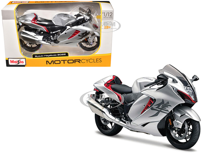 2022 Suzuki Hayabusa Silver Metallic 1/12 Diecast Motorcycle Model Maisto 20-07019SIL