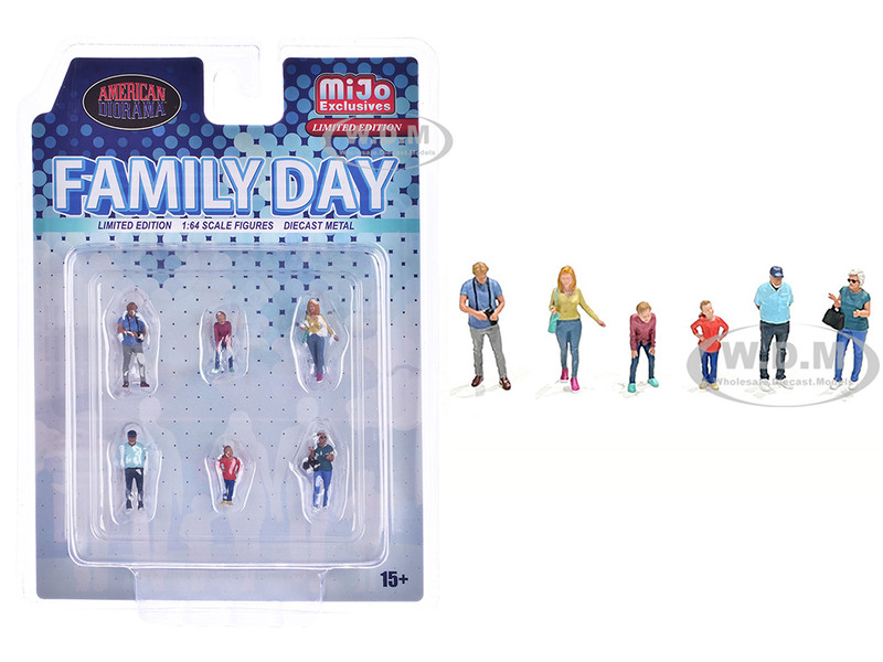 Family Day 6 piece Diecast Figure Set Limited Edition for 1/64 Scale Models American Diorama AD-2410MJ