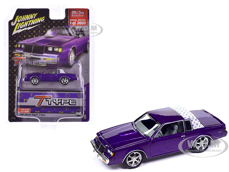 1987 Buick Regal T Type Purple Metallic Limited Edition to 3600 pieces Worldwide 1/64 Diecast Model Car Johnny Lightning JLCP7475
