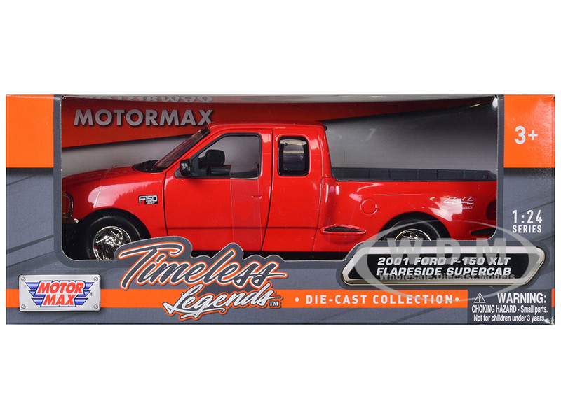 2001 FORD F-150 XLT FLARESIDE SUPERCAB PICKUP RED 1/24 DIECAST BY