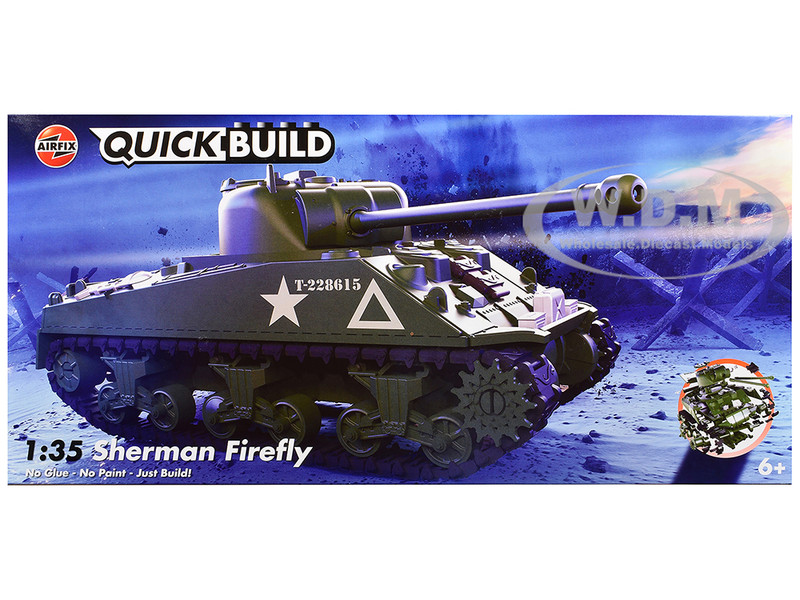 Skill 1 Model Kit Sherman Firefly Tank British Army Snap Together Painted Plastic Model Tank Kit 1/35 Scale Airfix Quickbuild J6042