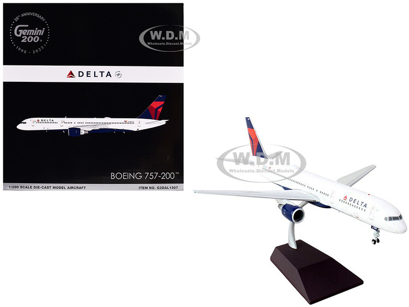 Boeing 757-200 Commercial Aircraft Delta Air Lines N683DA White with Red and Blue Tail Gemini 200 Series 1/200 Diecast Model Airplane GeminiJets G2DAL1307