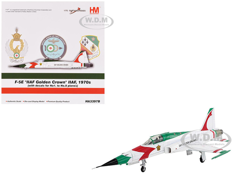 Northrop F 5E Tiger II Aircraft #1 8 3 7099 IIAF Golden Crown Imperial Iranian Air Force Air Power Series 1/72 Diecast Model Hobby Master HA3397B