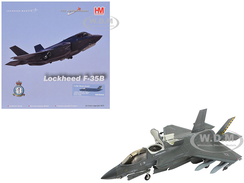 Lockheed Martin F 35B Lightning II Aircraft Beast Mode Black Death VMFA 542 MCAS Cherry Point 2023 United States Marine Corps Air Power Series 1/72 Diecast Model Hobby Master HA4622B