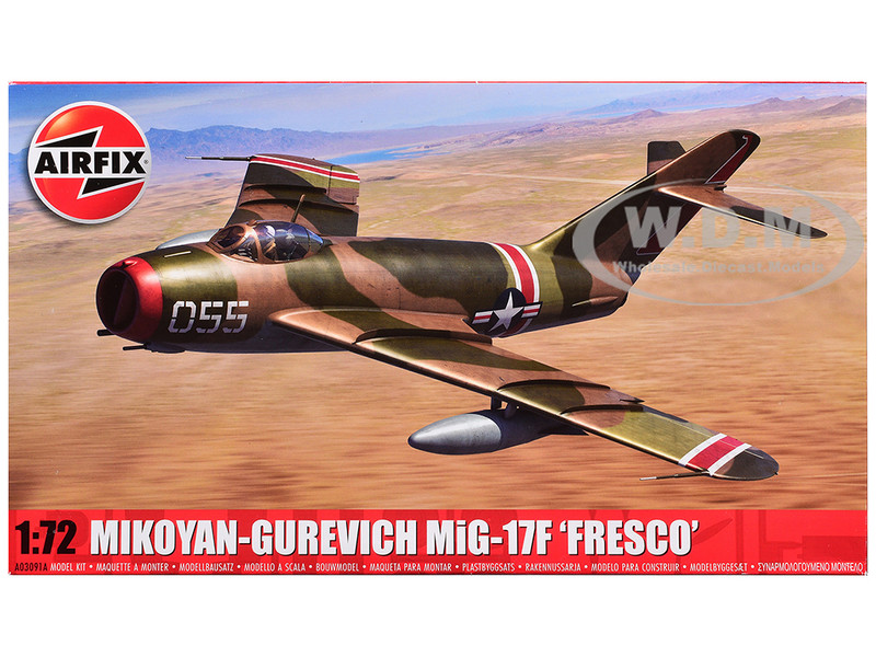 Level 2 Model Kit Mikoyan Gurevich MiG 17F Fresco Fighter Aircraft with 2 Scheme Options 1/72 Plastic Model Kit Airfix A03091A