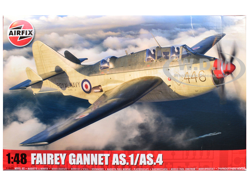 Level 4 Model Kit Fairey Gannet AS 1 AS 4 Aircraft with 3 Scheme Options 1/48 Plastic Model Kit Airfix A11007