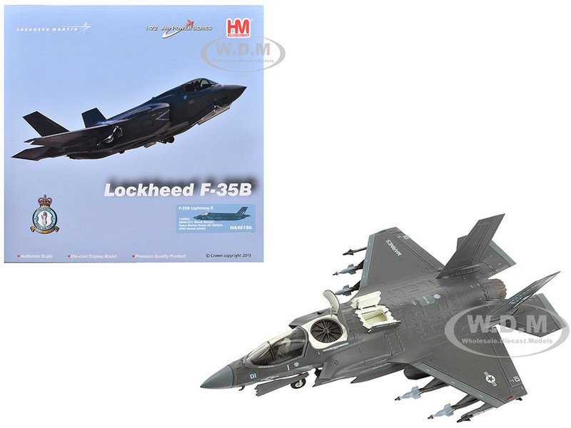 Lockheed F 35B Lightning II Aircraft Beast Mode VMFA 214 Black Sheep Marine Corps Air Station Yuma 2023 United States Marine Corps Air Power Series 1/72 Diecast Model Hobby Master HA4619B