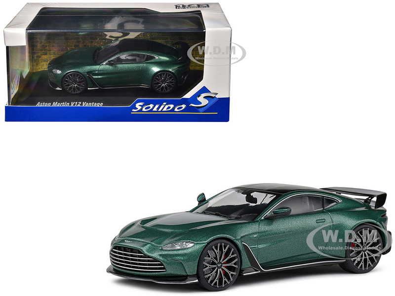 Aston Martin V12 Vantage Racing Green Metallic with Black Top 1/43 Diecast Model Car Solido S4314101